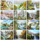 Huacan полный дрель алмазов картина Наборы горной воды Декорации для дома Декор мозаичная вышивка натуральный настенный стикер с пейзажем