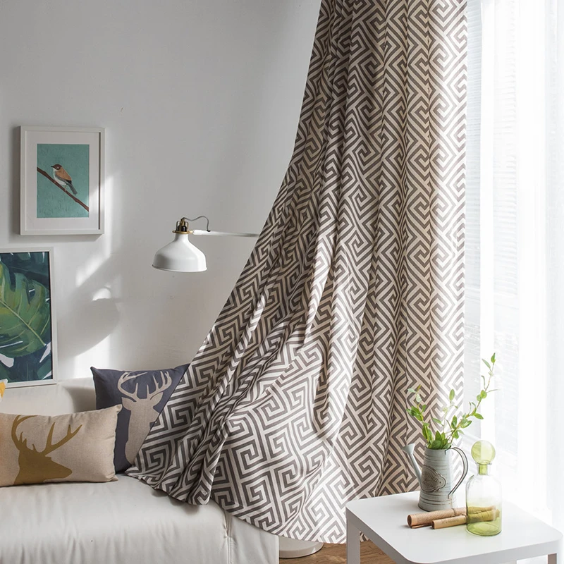 Лабиринт печать занавески s для гостиной спальни хлопок лен современный