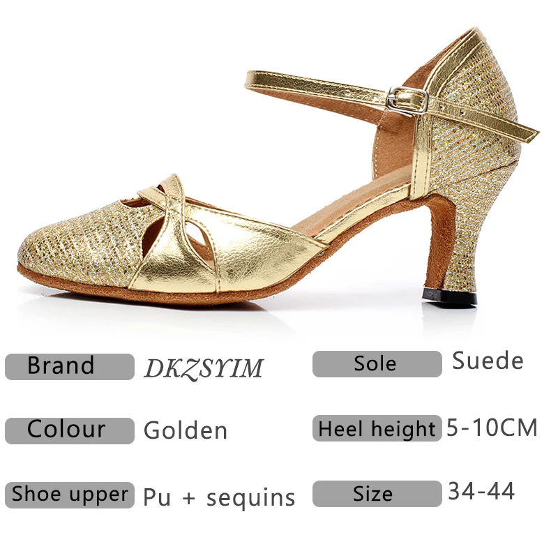 DKZSYIM/женская танцевальная обувь для латинских танцев золотистого/серебристого