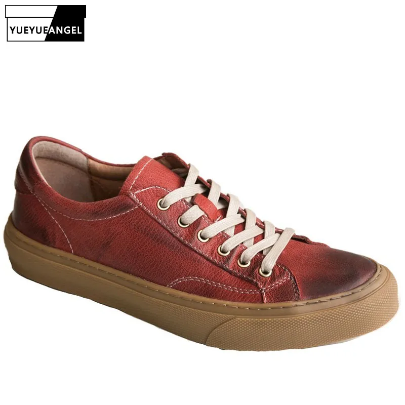 Кроссовки мужские из натуральной коровьей кожи на шнуровке дышащие