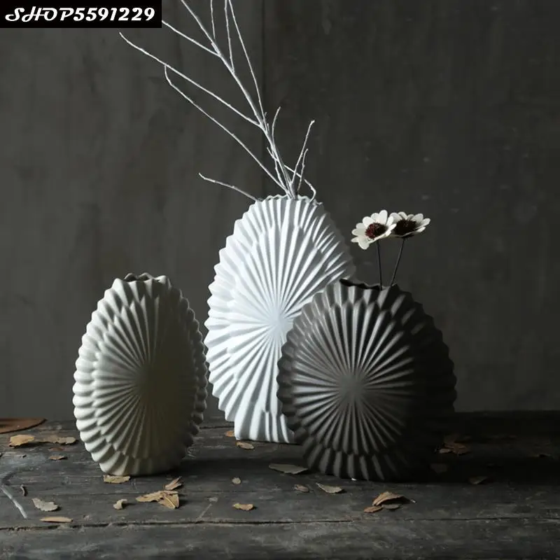 

Ceramic Vase Porch Living Room TV Cabinet Dining Table Crafts Shell Decoration Flower Arranger Modern Home Decorationaccessories