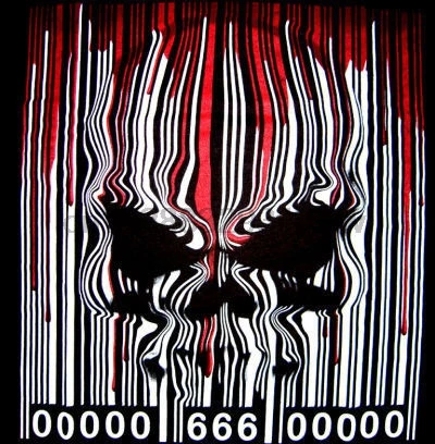 Штрих код ЧЕРЕП КАПОТ из металла Байкерская 666 гот Новый XXLCool повседневные