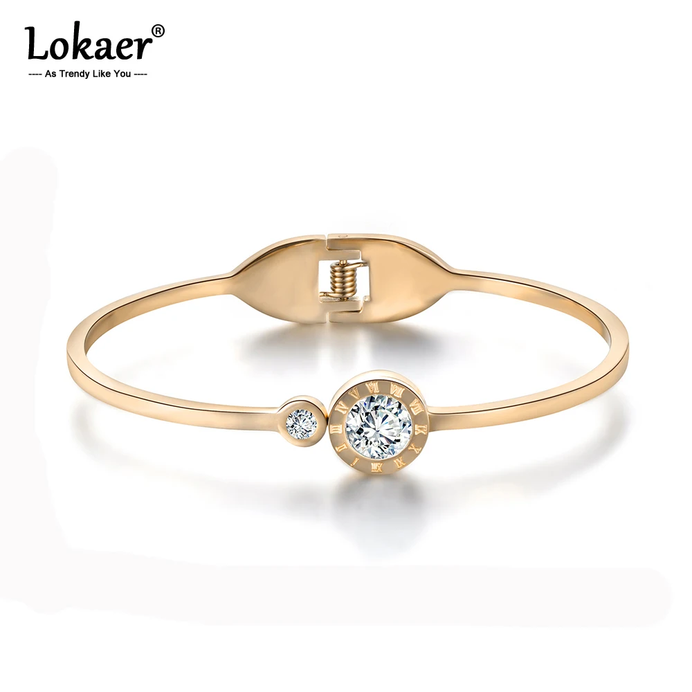 Женский браслет с фианитом Lokaer римскими цифрами модель B18028|Браслеты| |