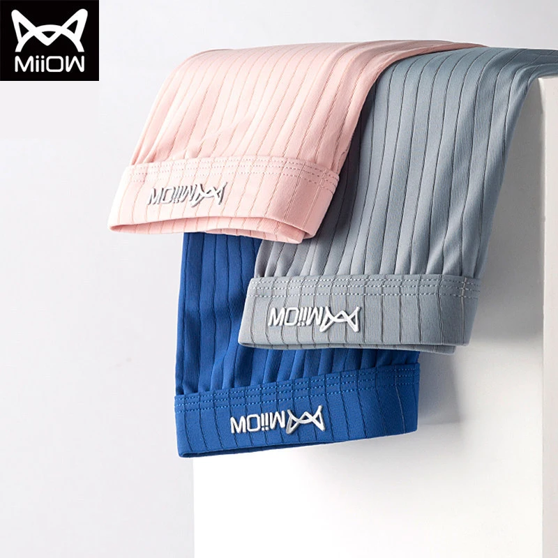 

Men's antibacterial boxer shorts summer thin breathable striped underwear