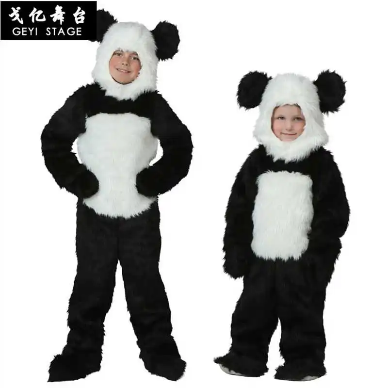 

Cosplay panda Kids Cartoon Animal Costume Warm Soft Flannel Fancy Onesie Cute halloween party funny cartoon BodySuit