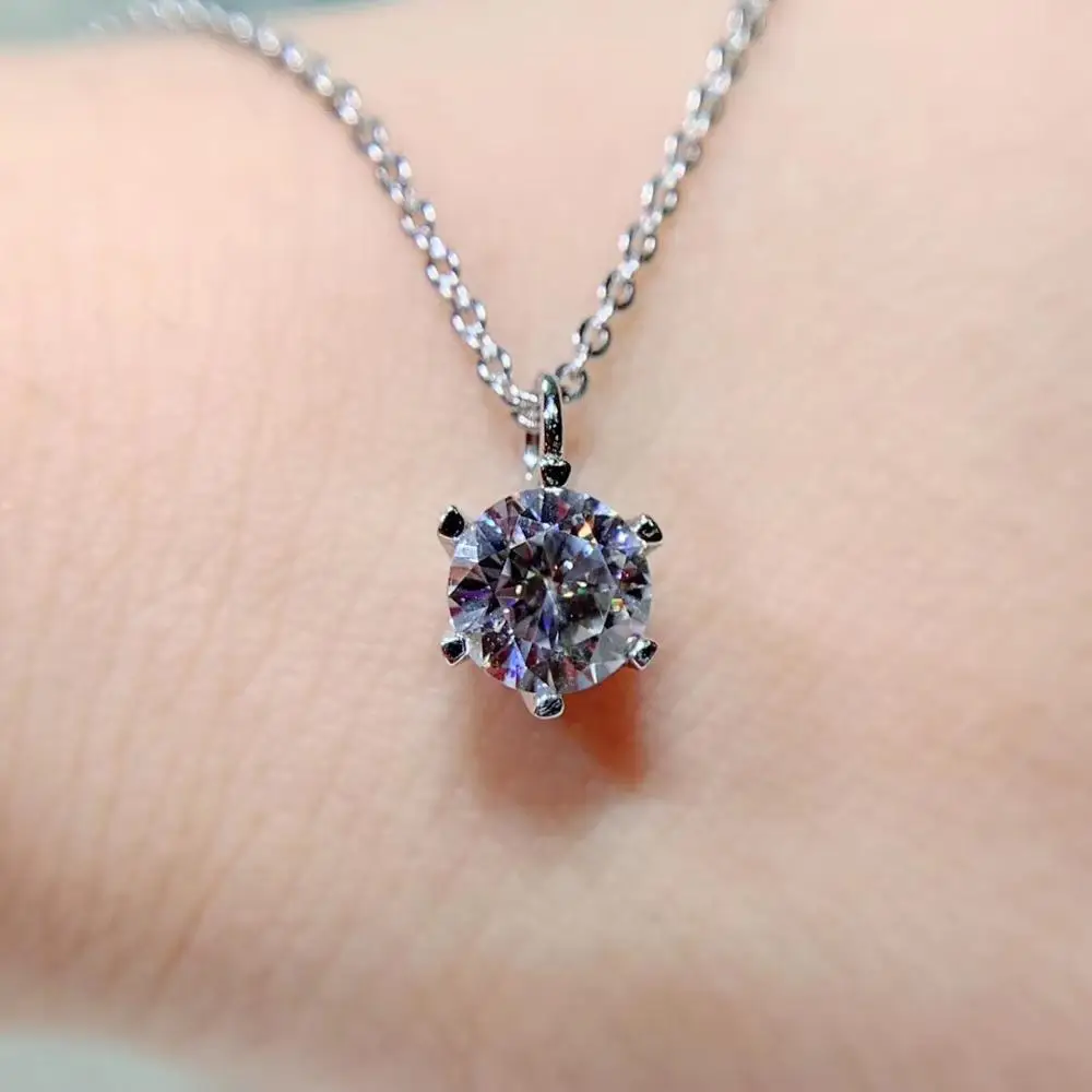 Kkmall магазин круглые серебряные Moissanite Подвески 1.00ct D VVS Роскошные Weding подвески для