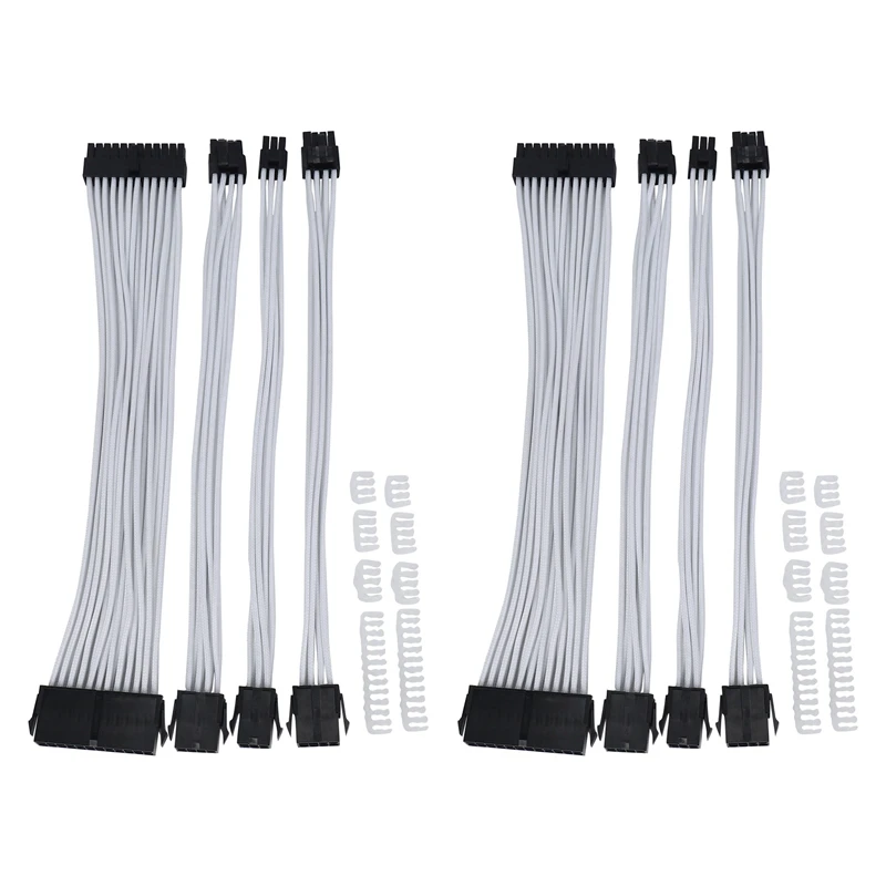 

2X Основной комплект удлинителя кабеля; 2 шт. Atx 24Pin/Eps 4 + 4Pin/Pci-E 8Pin/Pci-E 6Pin Удлинительный кабель питания