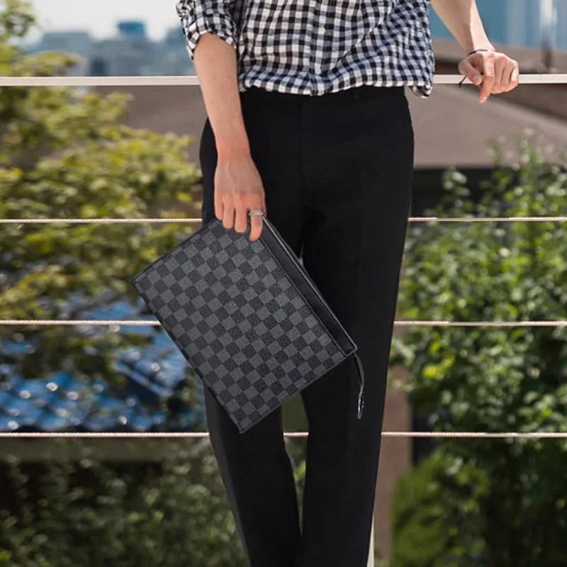 

Famous Brand Mens Bag Envelope Clutch Handbags Classic Plaid Design Clutch Wallet For Man Business MK Luxury Hand Clutch Bags