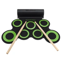 full pack portable electronic digital usb 7 pads roll up set silicone green electric drum kit musical gift birthday for beginner