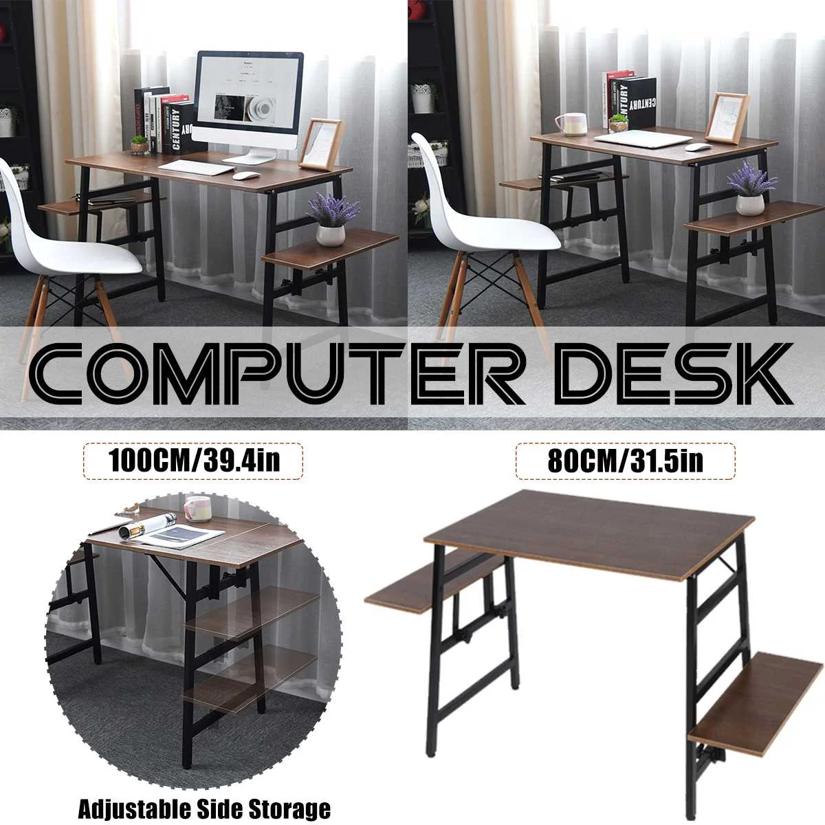

Wooden Simple Computer Desk Office Desk Workstation Study Writing Desk Computer PC Laptop Table Workstation Dining Gaming Table