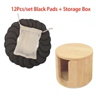 Многоразовые бамбуковые ватные диски 12 шт., моющиеся подушечки для снятия макияжа, мягкий очиститель кожи лица, подушечки для чистки лица с футляром для хранения