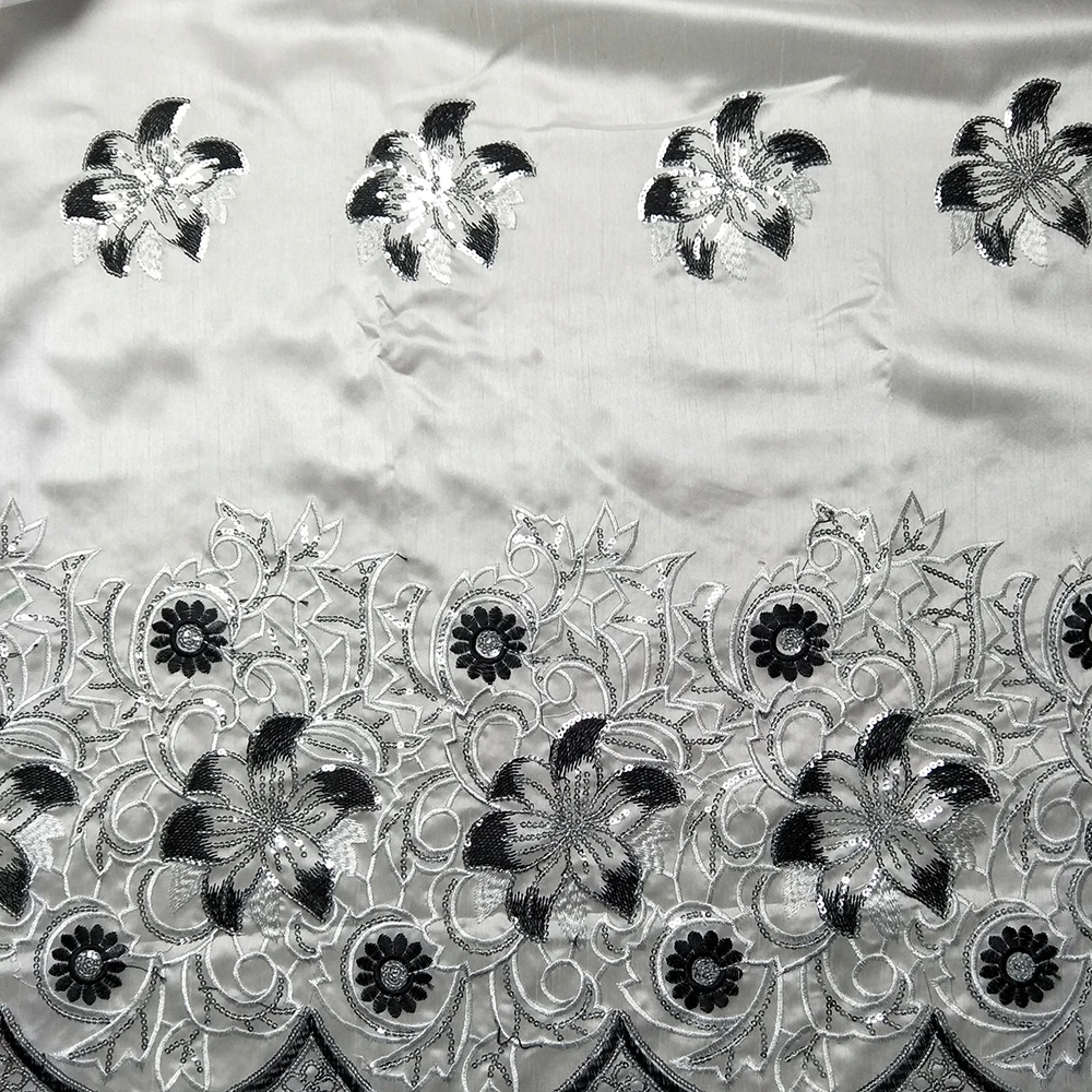 Кружевная ткань с пайетками белого и черного цвета африканская кружевная 2020