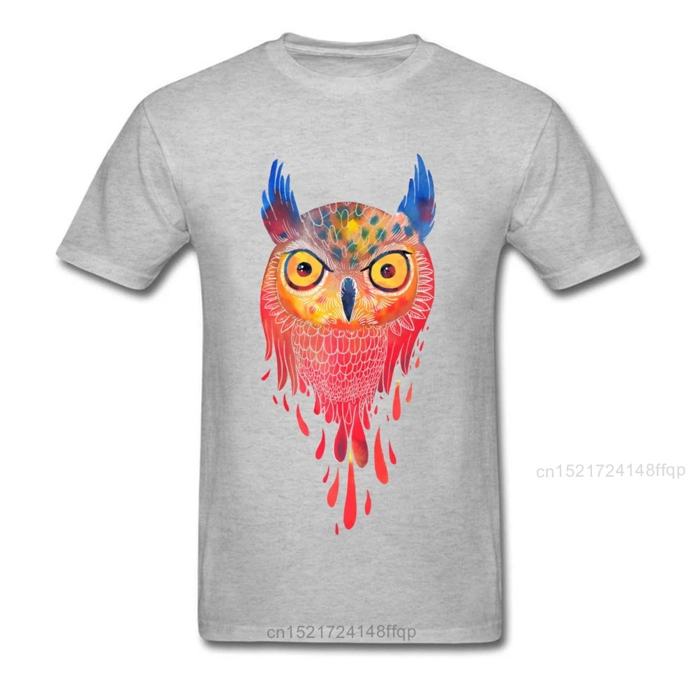 Новое поступление футболка с рисунком Совы и акварели Мужская черная забавная