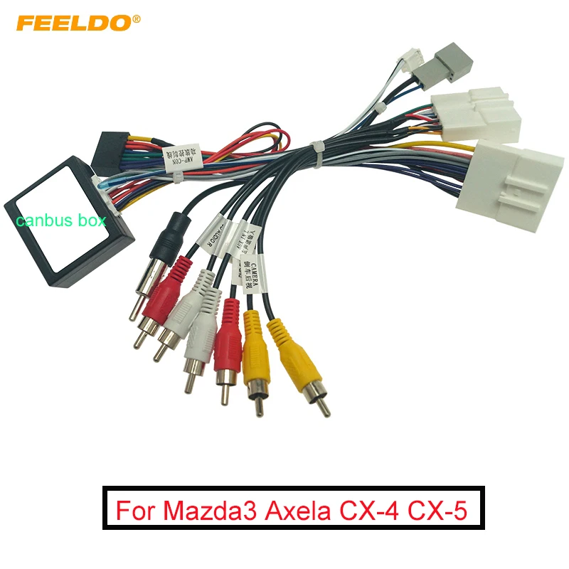 Car Audio 16PIN DVD Player Power Calbe Adapter With Canbus Box For Mazda3 Axela CX-4 CX-5 Antnza Stereo Plug Wiring Harness