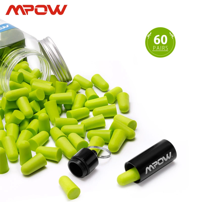 Mpow HP055 60 пар поролоновые беруши шумоизоляция/фильтр для защиты слуха NRR 32 дБ шумоподавление с чехол для переноски для сна