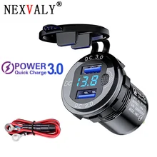 NEXVALY 4.2A Dual USB Charger Aluminum Alloy Car Charger Socket QC 3.0 Voltage LED Display Waterproof for Truck Boat 12V 24V