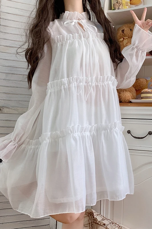

Autumn Japanese Bell Sleeve French First Love Gentle Long Sleeve Fairy Dress Autumn 2020 New Style kawaii clothing lolita dress