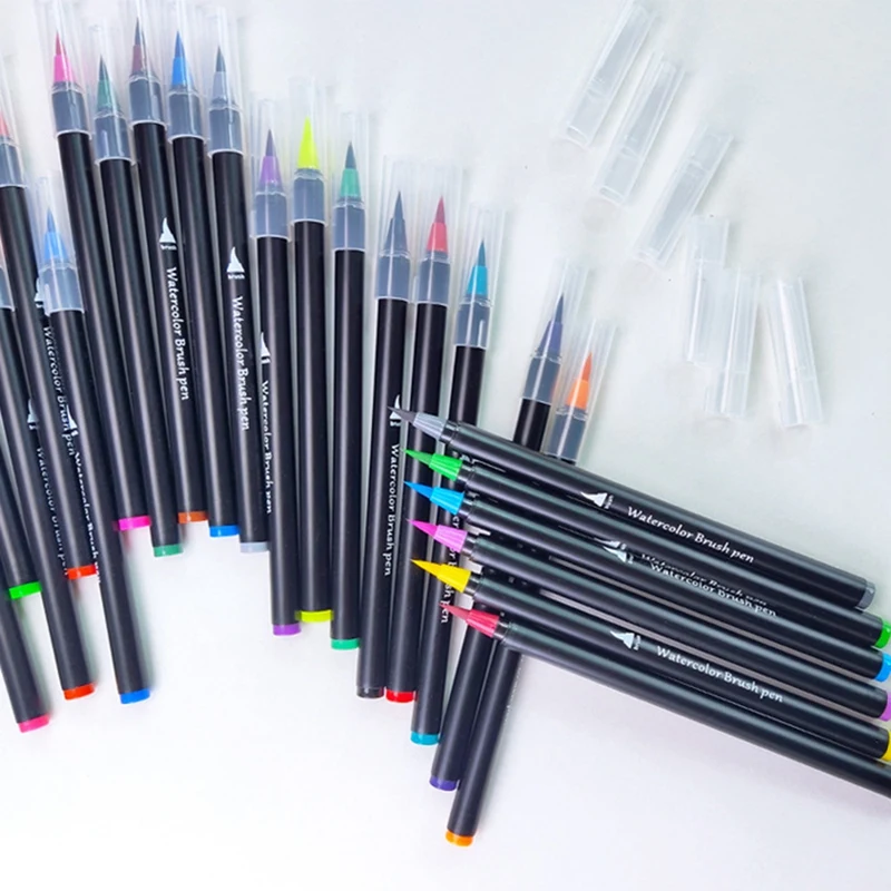 

24pcs/set Water-soluble Soft-bristled Watercolor Pen Hand-painted Brushes Single Length About 17cm Student Art Painting Supplies