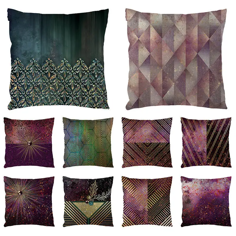 Геометрические фиолетовые винно-красные подушки текстильные Dero пледы Чехлы 45 см