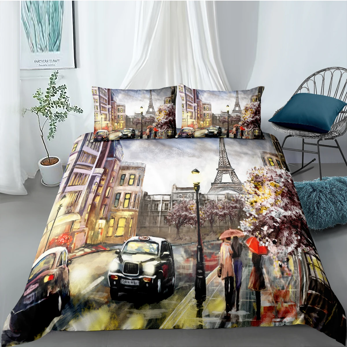 

Scenery Building Bedding Set Luxury Printed Home Comforter Covers Twin Full Queen King Size Duvet Cover Set Housse De Couette