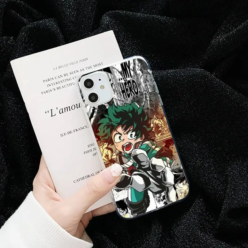

Anime My Hero Deku Bakugou Academia Phone Case Transparent iPhone 6 7 8 11 12 s mini pro X XS XR MAX Plus cover funda shell