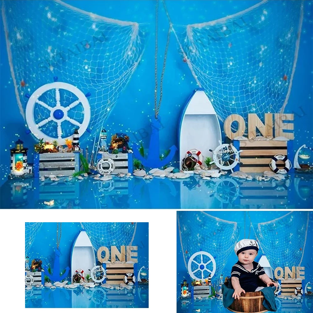 

Nautical Rudder Navigation Photography Backdrop Sailing Ship Newborn Sailor Portrait Blue Photo Background Backdrop Studio Vinyl