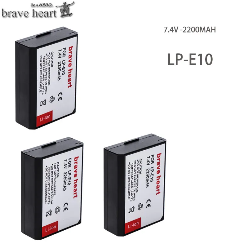 3battery Bateria LP-E10 LPE10 LP E10 аккумулятор+ двойное зарядное устройство для Canon 1100D 1200D 1300D Rebel T3 T5 KISS X50 X70 аксессуары для камеры - Цвет: 3battery