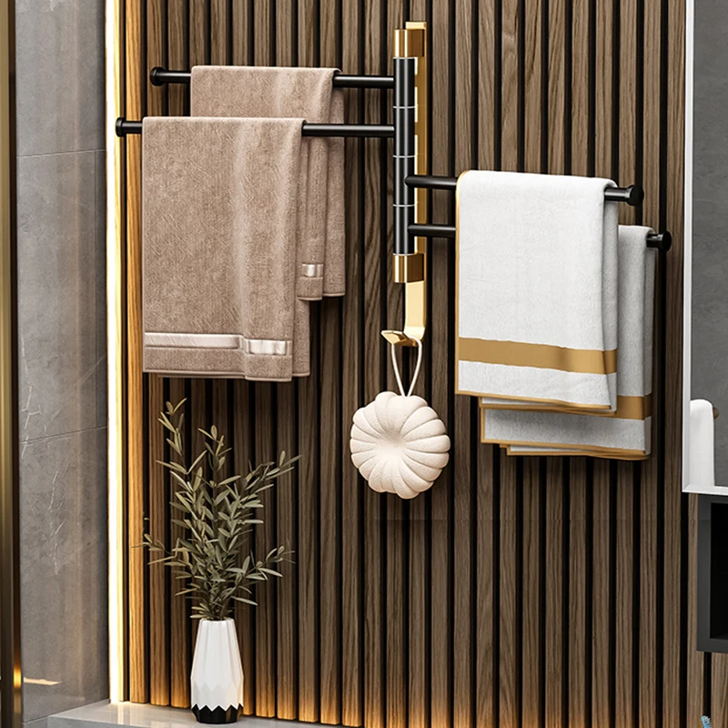 towel holder rack wall mounted fold swivel bathroom punch free aluminum 2345 bar sticky bathrobe kitchen rotatable accessorie free global shipping