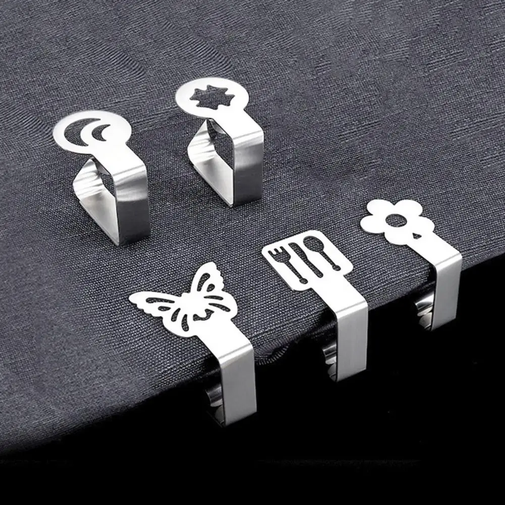 

Table Cover Clip Windproof Portable Stainless Steel Smooth Surface Tablecloth Holder for Wedding