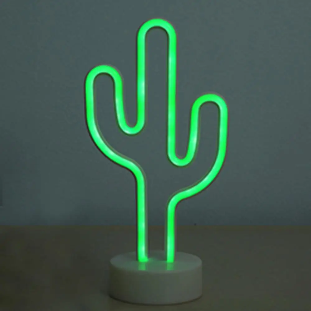 Cactus Светодиодный неоновый светильник с изображением фламинго, единорога, кактуса, USB, на Рождество, вечерние, свадебные украшения, детские подарки, декор для комнаты, домашний декор, неоновая лампа - Испускаемый цвет: Cactus