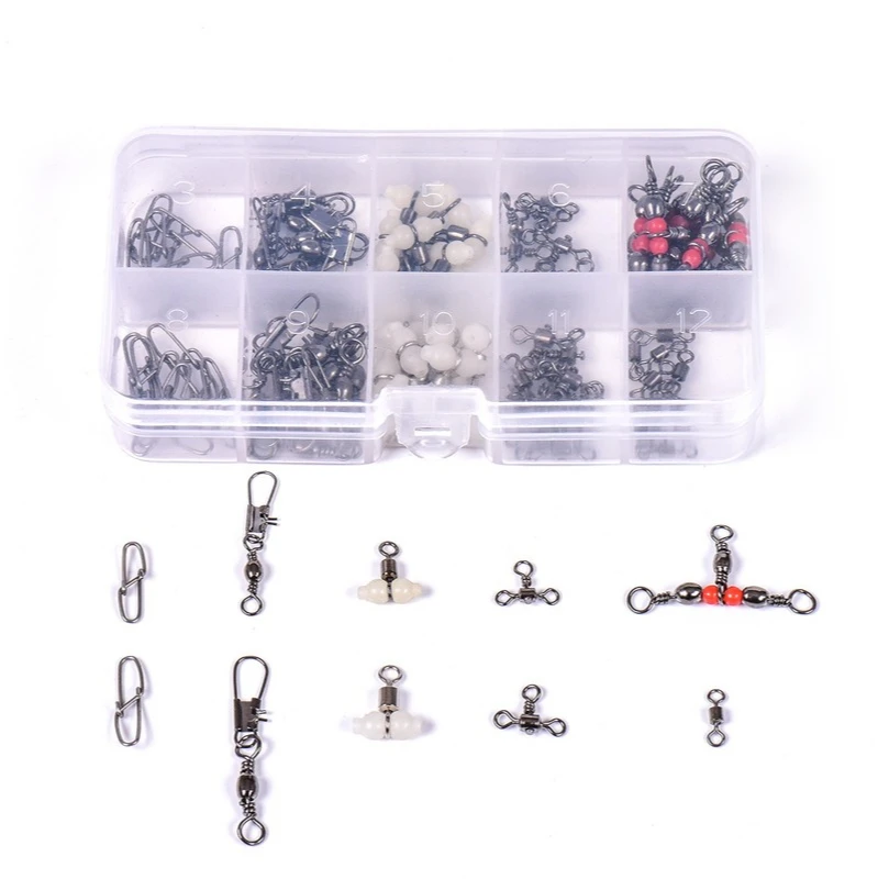 

100pcs Fishing Connectors Rotating Loop Lure Pin Fishing Accessories Tool Diamond Double Button Luminous Turning Ring