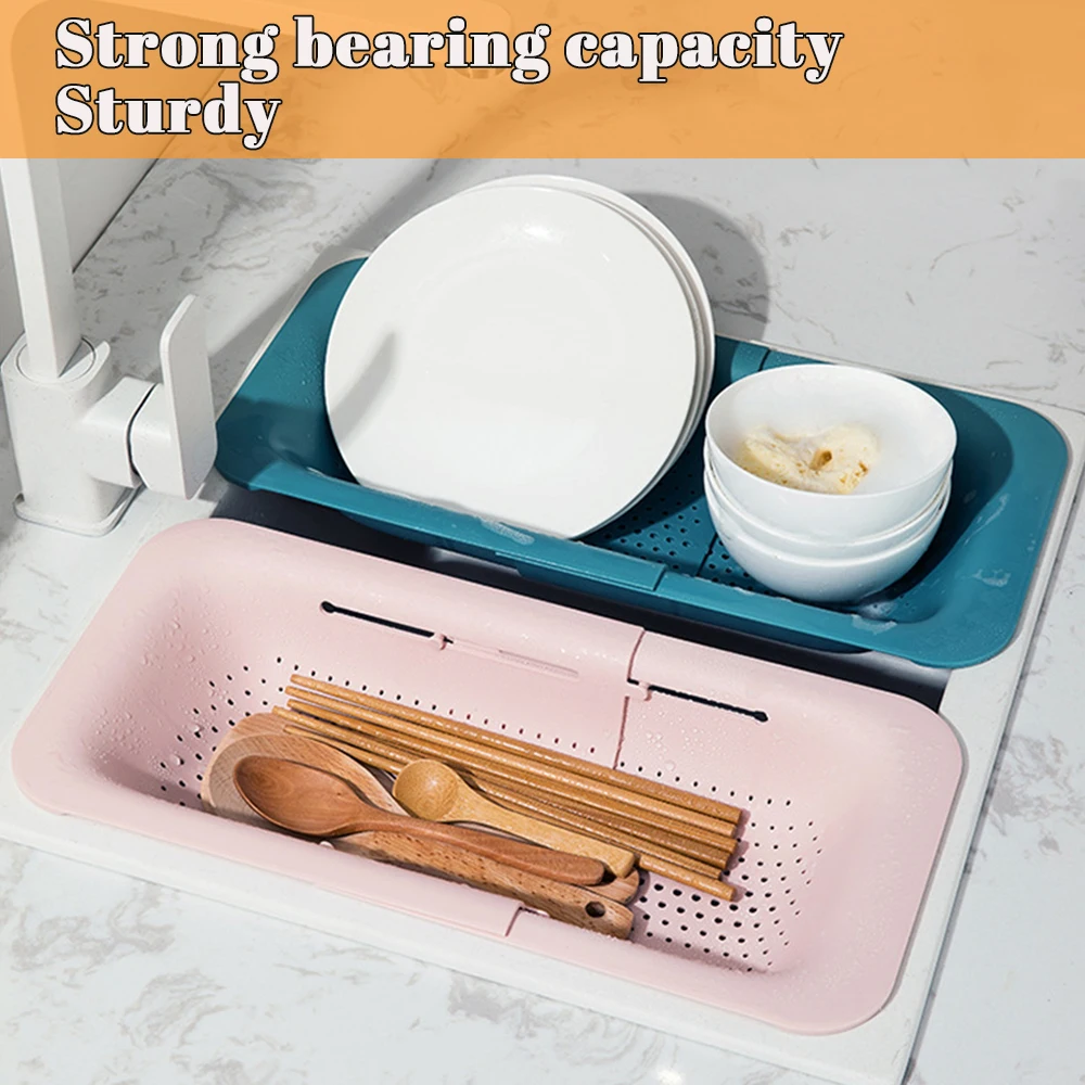

Retractable Drain Basket Sink Rack Telescopic Drain Rack Vegetable Basket Drain Basket Dishwashing Cloth Storage Kitchen Tools