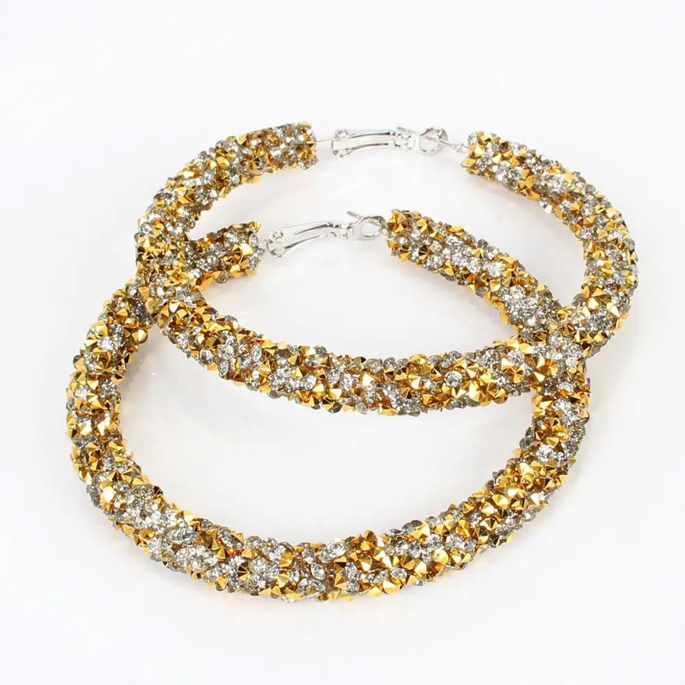 Модные женские серьги кольца Earrrings ювелирные изделия лом стразы гвоздики из