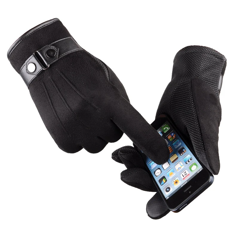 

Winter Men's Gloves Suede Keep warm Touch Screen Guantes Windproof Driving Gloves Thick Cashmere Anti Slip Outdoor Male Gloves