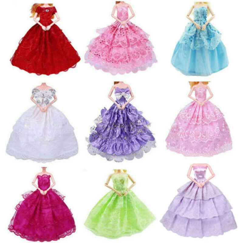 9 шт. Кукольное платье ручной работы Свадебная вечеринка одежда принцессы наряд