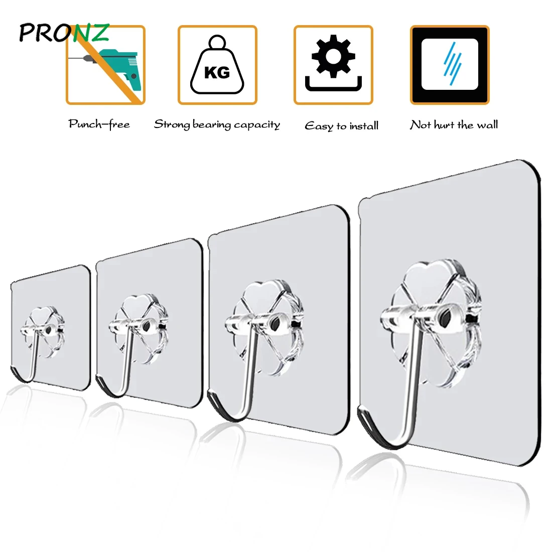 

Вешалки настенные прозрачные самоклеящиеся, 6x6 см, 10-40 шт.