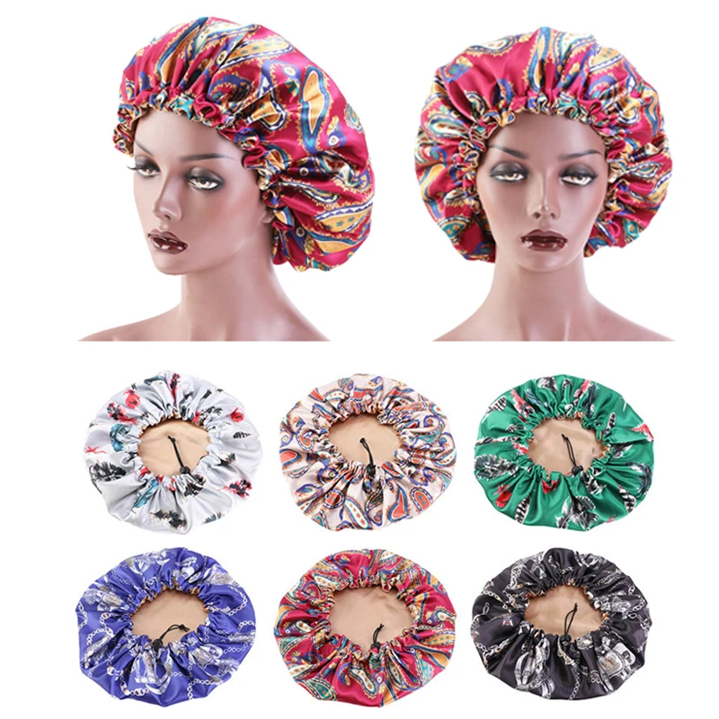 

36cm Ajustable Hair Caps Double-sided Reversible Satin Bonnet Hat Silky Night Sleep Cover Cap Hair Hat Hair Styling Accessories