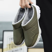 big size men slippers winter warm plush home indoor couple slippers soft comfort fur shoes waterproof garden clogs mules slides