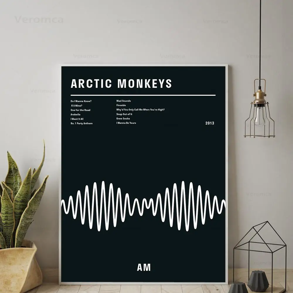 

Black and White Poster and Prints Arctic Monkeys Am Album Music Typography Wall Art Canvas Painting Decor Picture for Teen Room