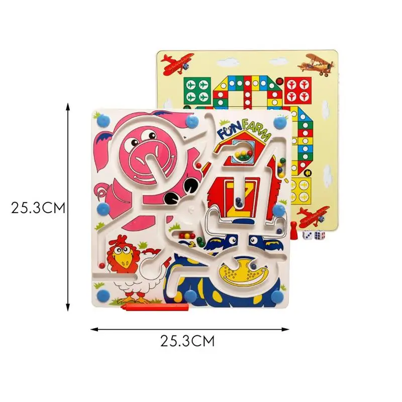 

2 in 1 Wooden Busyboard Magnetic Game City Labyrinth Flying Chess for Children Educational Toy Fine Motor Skills Birthday Gift