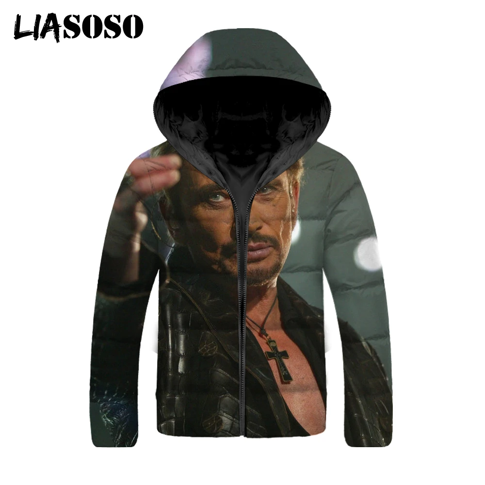 

LIASOSO Newest Winter Jacket Men&Women Singer Johnny Hallyday Coat Loose Oversized Parka Down Hip Hop Neck Pullove