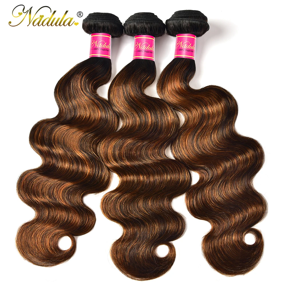 Nadula F30 Highlight Hair Bundles Brazilian Body Wave Human Ombre Color Remy Weave 8"-30" | Шиньоны и парики