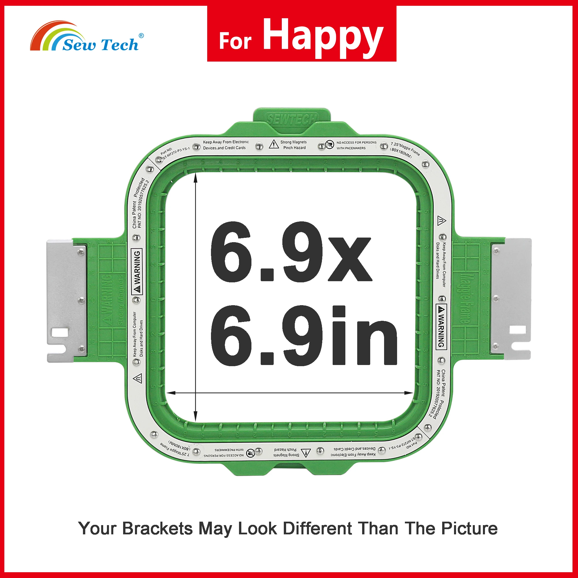 

Sew Tech Magnetic Hoop MaggieFrame for Happy, 6.9x6.9in / 175x175mm Embroidery Machine Mighty Magnet Frame