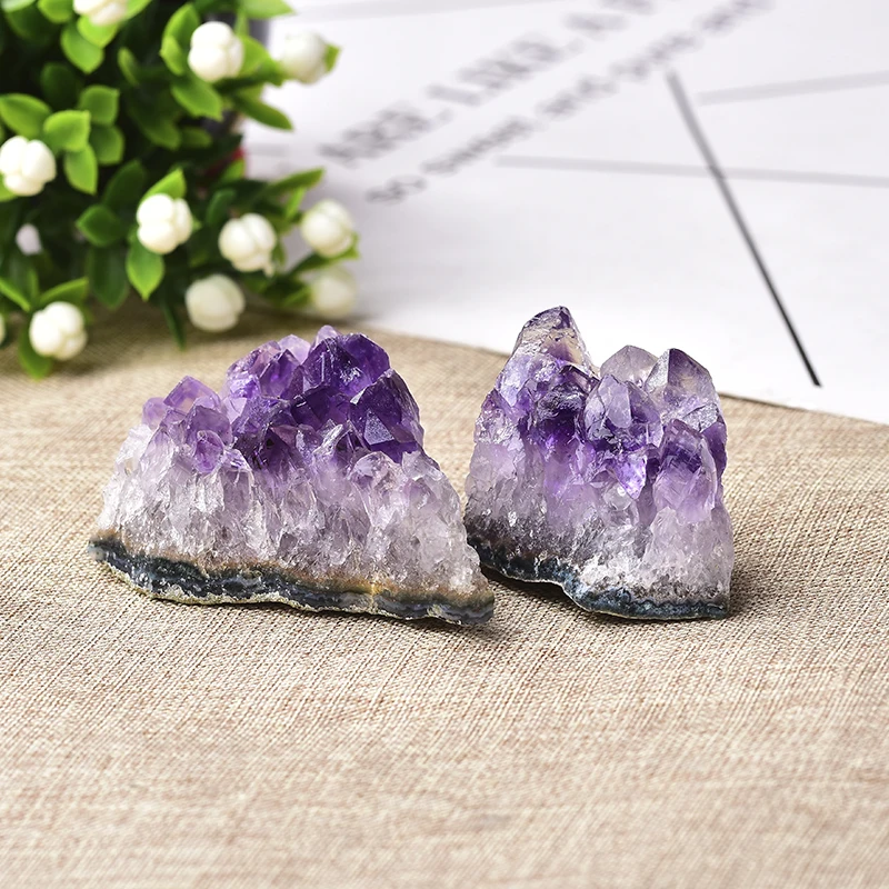 1PC 100% Natural Amethyst Cluster Quartz Healing Stone Crystal Point Specimen Home Decor Purple Feng Shui Ore Mineral Gift - купить по