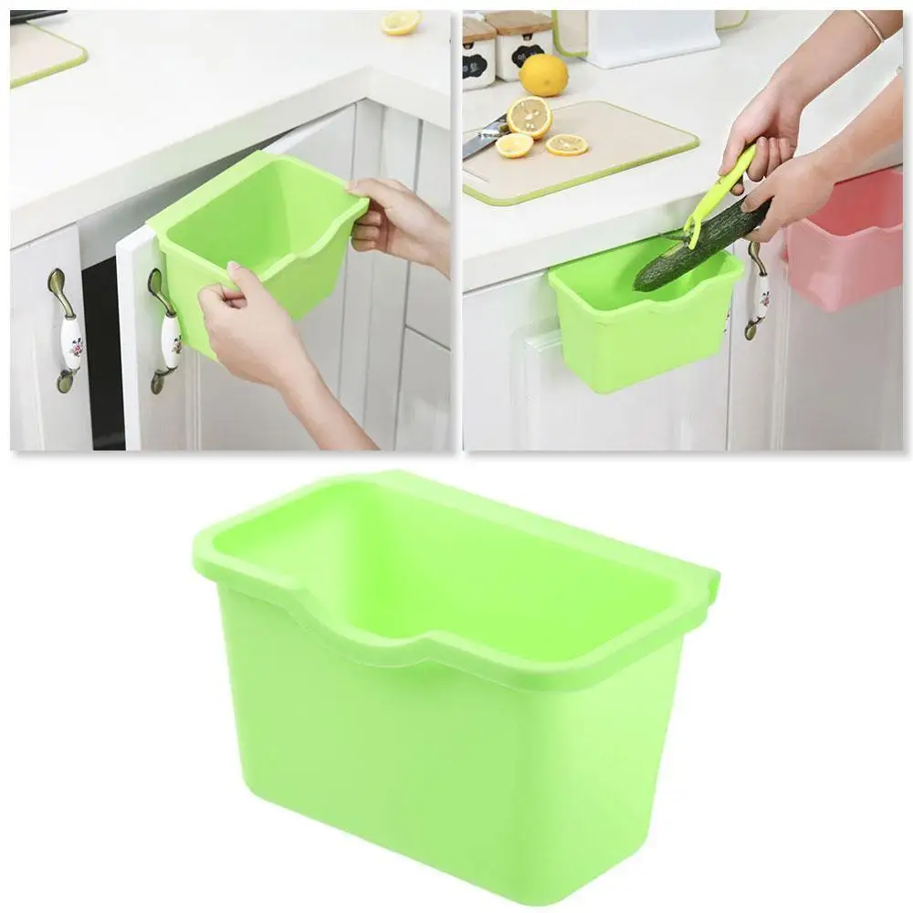 

1PC Kitchen Cabinet Door Plastic Basket Hanging Trash Waste Bin Garbage Box Can Holder Trash Storage Can Desktop Storage Z1N7