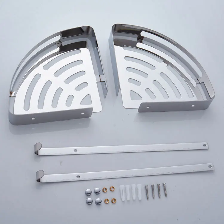 Треугольная корзина из нержавеющей стали 304 с двойной сеткой|Полки для ванной| |