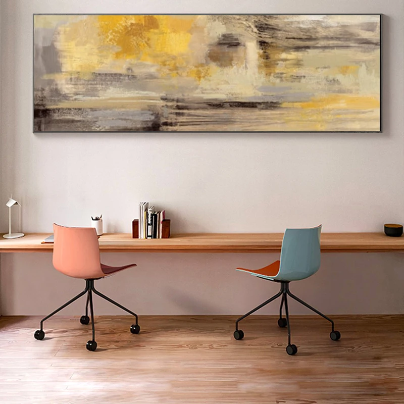 Абстрактная Золотая желтая картина маслом на холсте плакаты и печать