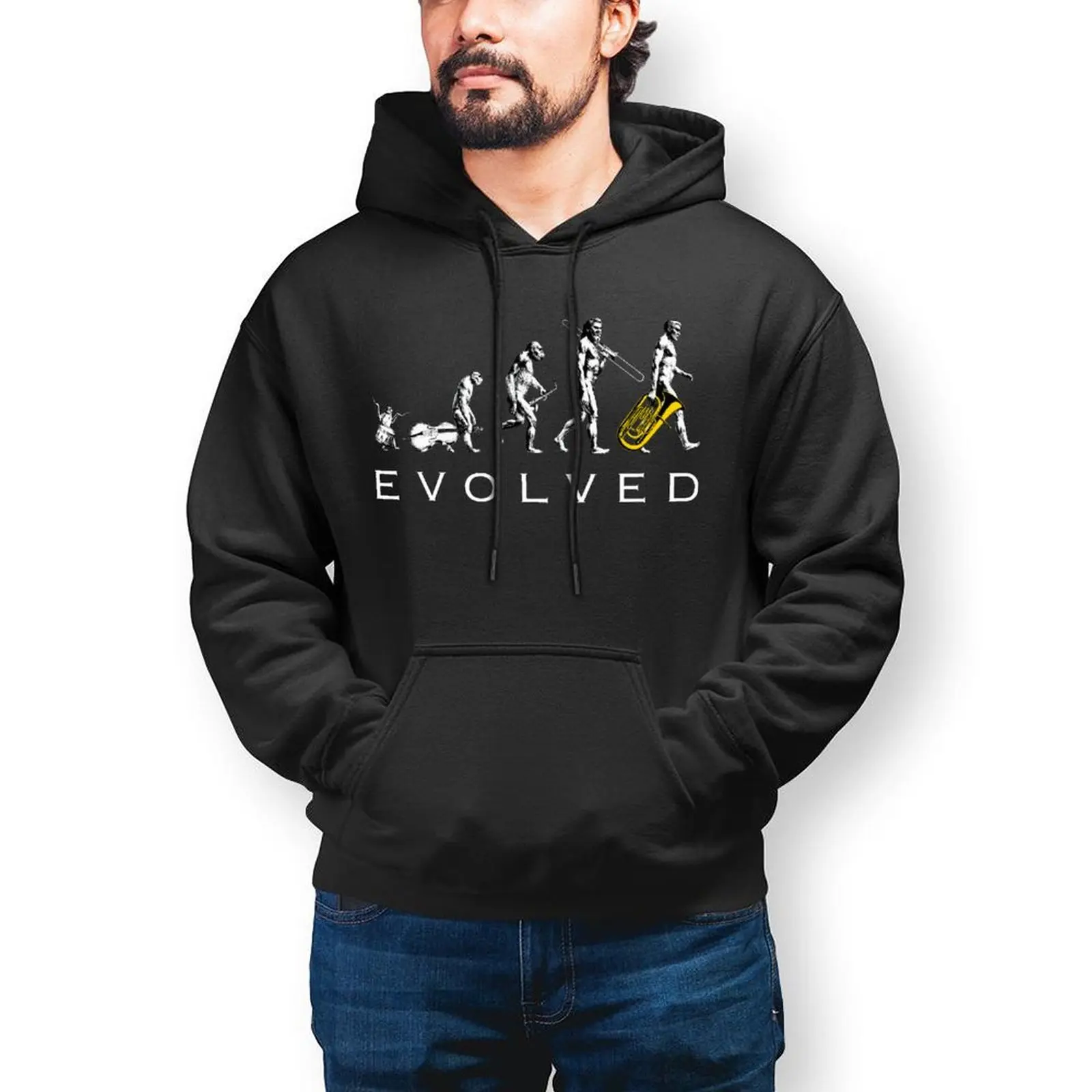 

Band Evolution Hoodie Musical Instrument Cotton Autumn Hoodies Casual Oversized Outdoor Pullover Hoodie Men