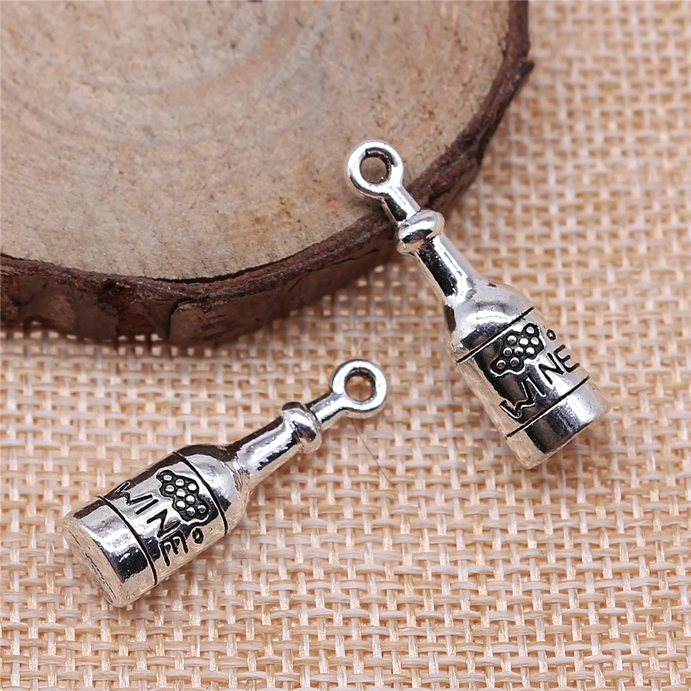 

4pcs 28x8mm Pendant Wine Bottle 3D Grape Wine Bottle Charm For Jewelry Making 3D Wine Bottle Pendants