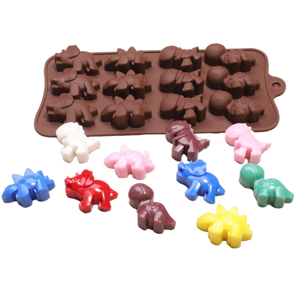 

1pc Chocolate Pudding Ice Silica Gel Mold 12 Dinosaur Molds Easy to Fall Off Dinosaur Party Supplies Kids Birthday Party Mold